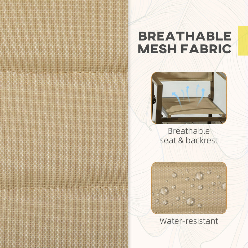 Set of 2 Khaki Aluminium Stacking Garden Chairs Lightweight and Space Saving Design