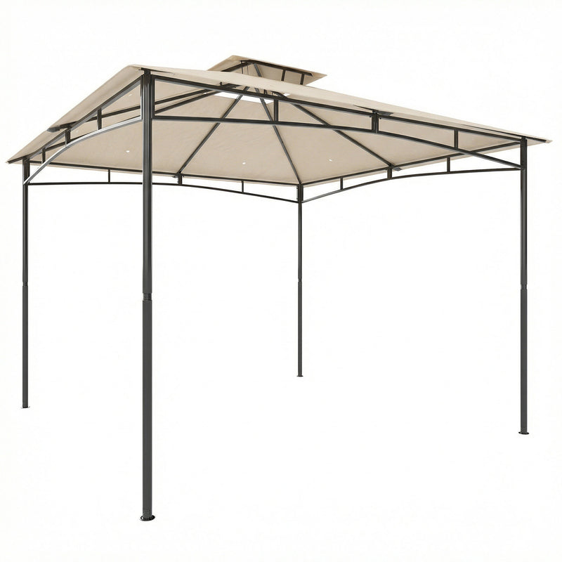 3x3m Metal Garden Gazebo for Year Round Shelter and Gatherings, Khaki