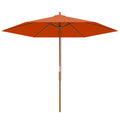 2.5m Wooden Garden Parasol Orange Sun Shade Outdoor Patio Umbrella by Outsunny