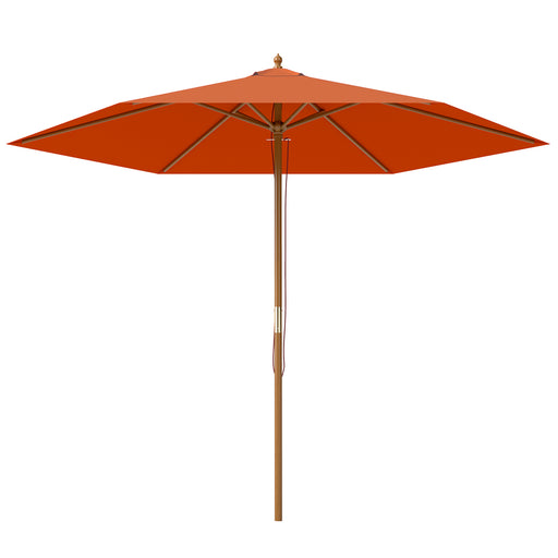 2.5m Wooden Garden Parasol Orange Sun Shade Outdoor Patio Umbrella by Outsunny