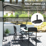 Light Grey Half Round Parasol Umbrella for Small Gardens and Balconies by Outsunny