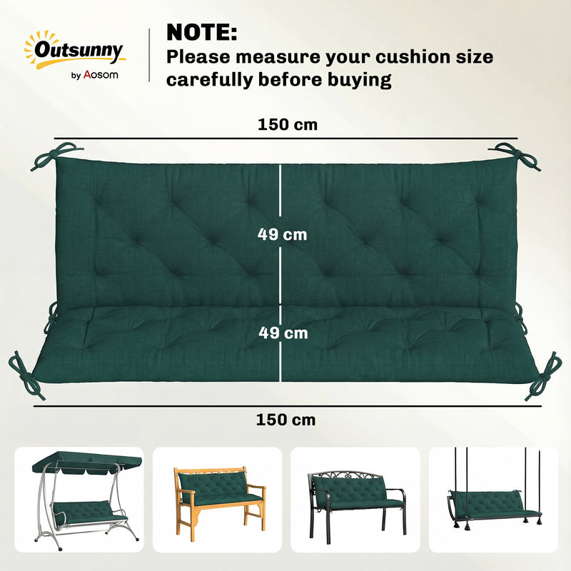 Three Seater Outdoor Bench Cushion for Added Comfort and Easy Care Green AOSOM