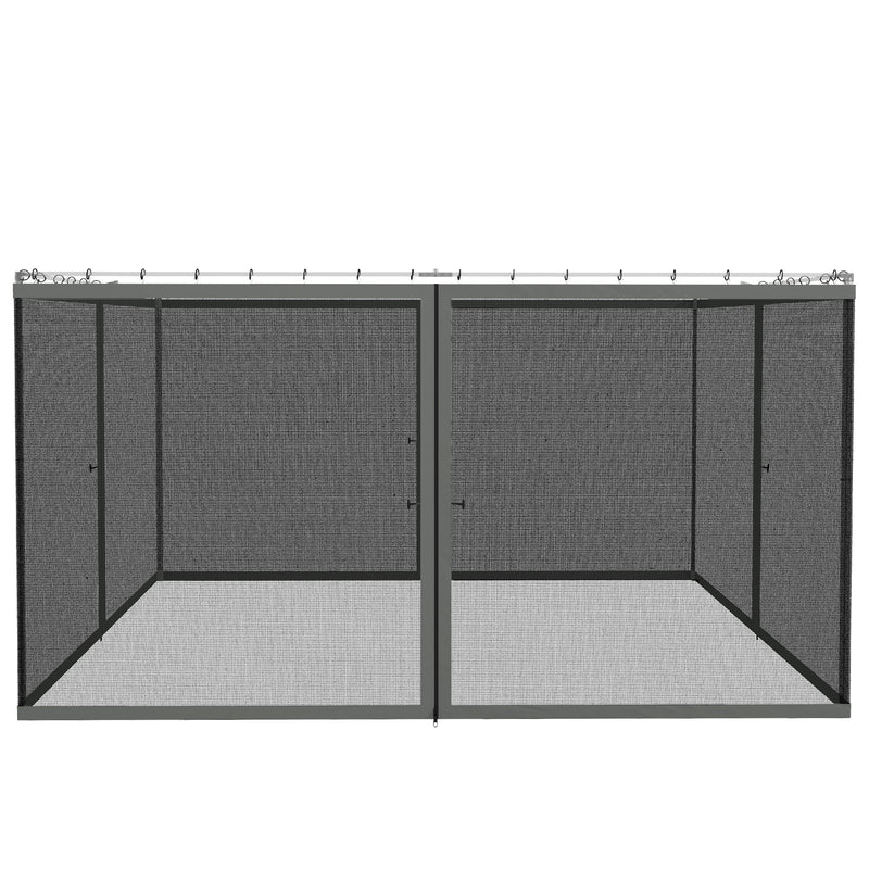 Outsunny 352 x 207cm Universal Replacement Mesh Sidewall Netting for Patio Gazebos and Canopy Tents, (Sidewall Only) Dark Grey AOSOM