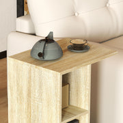 C-Shaped End Table with Storage Shelves and Wheels for Home or Office by HOMCOM
