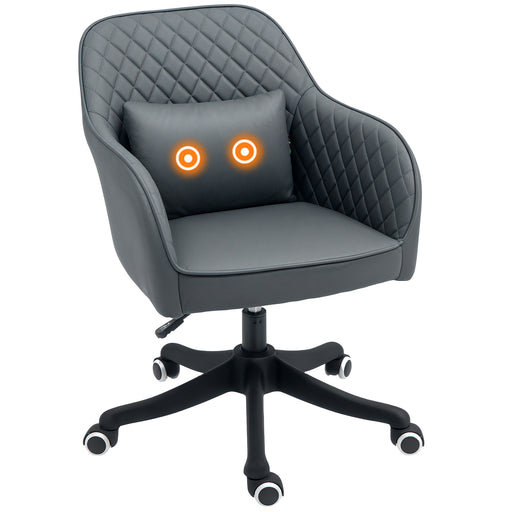 Grey Microfibre Office Chair with Massage Lumbar Support and Wheels for Home and Office by Vinsetto