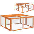 Foldable Wooden Rabbit Hutch for Indoor and Outdoor Use with Easy Access Orange AOSOM