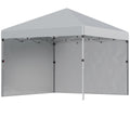 3x3m Pop Up Gazebo with Sidewalls and Wheeled Bag Ideal for Garden Parties Light Grey AOSOM