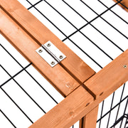 Wooden Outdoor Rabbit Hutch with Openable Roof Detachable Run and Slide Out Tray Grey AOSOM