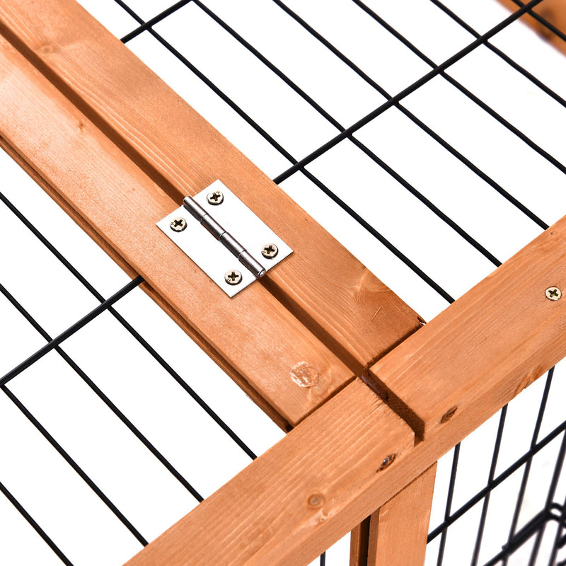Wooden Outdoor Rabbit Hutch with Openable Roof Detachable Run and Slide Out Tray Grey AOSOM