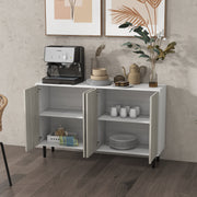 Kitchen Sideboard Storage Cabinet with Adjustable Shelves and 4 Doors Ideal for Dining White
