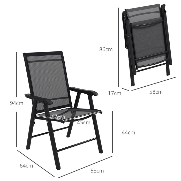 Set of 4 Black Foldable Metal Garden Chairs for Outdoor Dining and Patio by Outsunny
