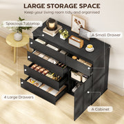 Sideboard with Five Drawers and Cabinet for Organised Home Storage Black AOSOM