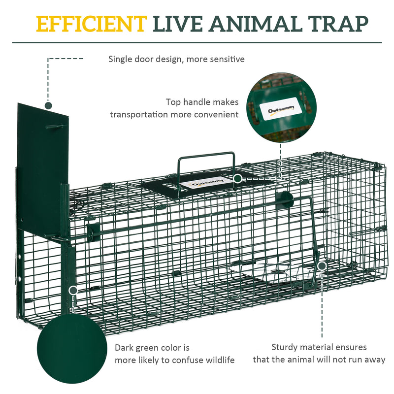 Heavy Duty Metal Rat Trap Cage for Small Animal Control with Single Door Dark Green AOSOM
