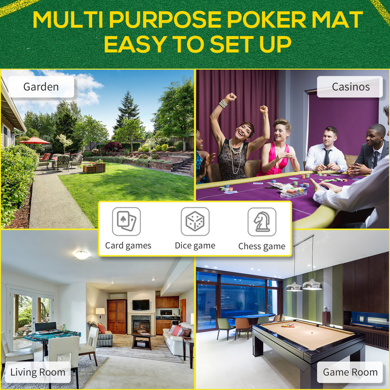 10 Player Foldable Poker Table Top With Cup Holders And Carry Bag For Game Nights Green AOSOM