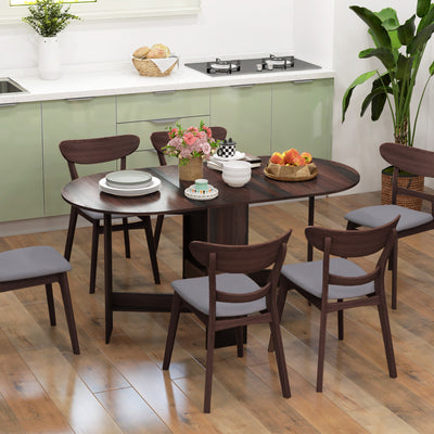 Folding Drop Leaf Dining Table for Small Spaces Oval Wooden Tabletop in Chocolate by HOMCOM