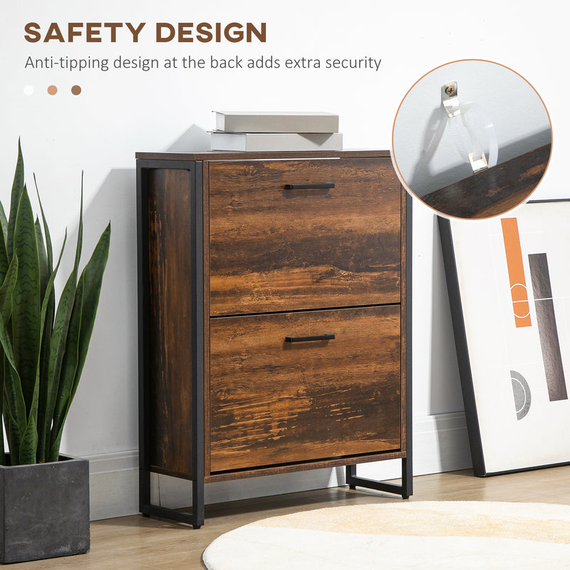 Wood Shoe Storage Cabinet With Two Doors Fits Up To 12 Pairs Ideal For Hallways Oak