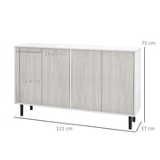 Kitchen Sideboard Storage Cabinet with Adjustable Shelves and 4 Doors Ideal for Dining White