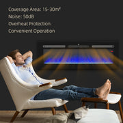 Wall Mounted Electric Fireplace 127cm with Remote Control and 9 Flame Colours Black