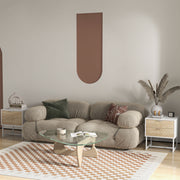 Set of 2 Modern Bedside Tables with Drawers and Metal Frame for Bedroom or Lounge White Oak