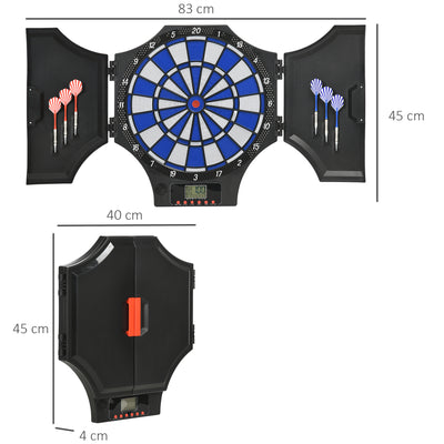 Electronic Dartboard Set with 31 Games and LED Display for Eight Players, Black AOSOM