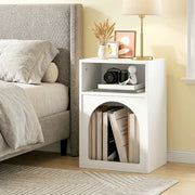 Bedside Table with Open Storage for Small Bedrooms Slim Space Saving Design White Homcom