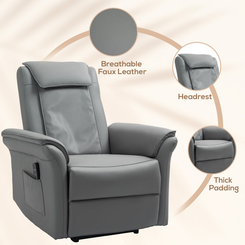 Grey 3D Kneading Massaging Recliner Chair with Headrest and USB Remote by HOMCOM