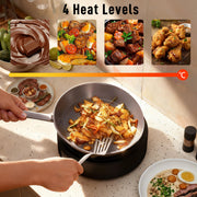 Electric Ceramic Hob with Grill Plate for All Pots 4 Heat Levels Portable 36cm Black AOSOM