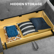 2 Seater Convertible Sofa Bed with Storage and Cushions for Living Room Use Light Grey