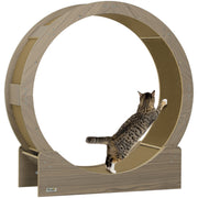 Walnut Brown Cat Exercise Wheel with Brake and Scratching Pads by PawHut