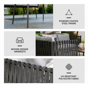 Light Grey 4 Seater Rattan Patio Furniture Set with Cushions by Outsunny