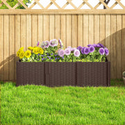Plastic Raised Garden Bed Modular Planter Box Kit for Flowers Vegetables Herbs Brown by Outsunny