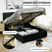 Black Double Ottoman Bed Frame with Spacious Front Drawer for Extra Storage
