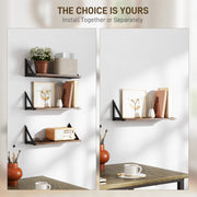 Set of 3 Rustic Brown Floating Wall Shelves for Living Room Bedroom Entryway by HOMCOM