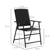 Set of Two Black Folding Rattan Chairs for Garden and Patio by Outsunny