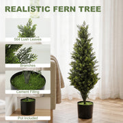 Artificial Cypress Trees Set of 2 for Low Maintenance Front Door Display Green Homcom