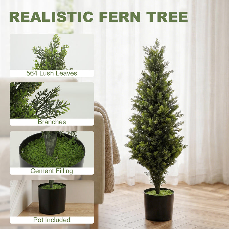 Artificial Cypress Trees Set of 2 for Low Maintenance Front Door Display Green Homcom