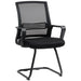 Black Ergonomic Desk Chair Without Wheels Padded Sled Base for Home Office or Conference by HOMCOM