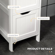 Tall Slim Bathroom Cabinet with Shelves and Drawers for Small Spaces White Homcom