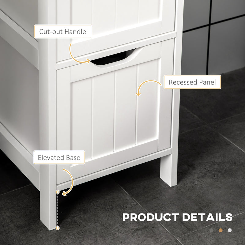 Tall Slim Bathroom Cabinet with Shelves and Drawers for Small Spaces White Homcom