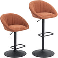 Set of 2 Swivel Tub Bar Stools with Footrest for Home Bar or Kitchen, Orange