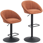 Set of 2 Swivel Tub Bar Stools with Footrest for Home Bar or Kitchen, Orange