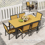 6 Seater Garden Dining Set with Stackable Chairs and Aluminium Frame by Outsunny