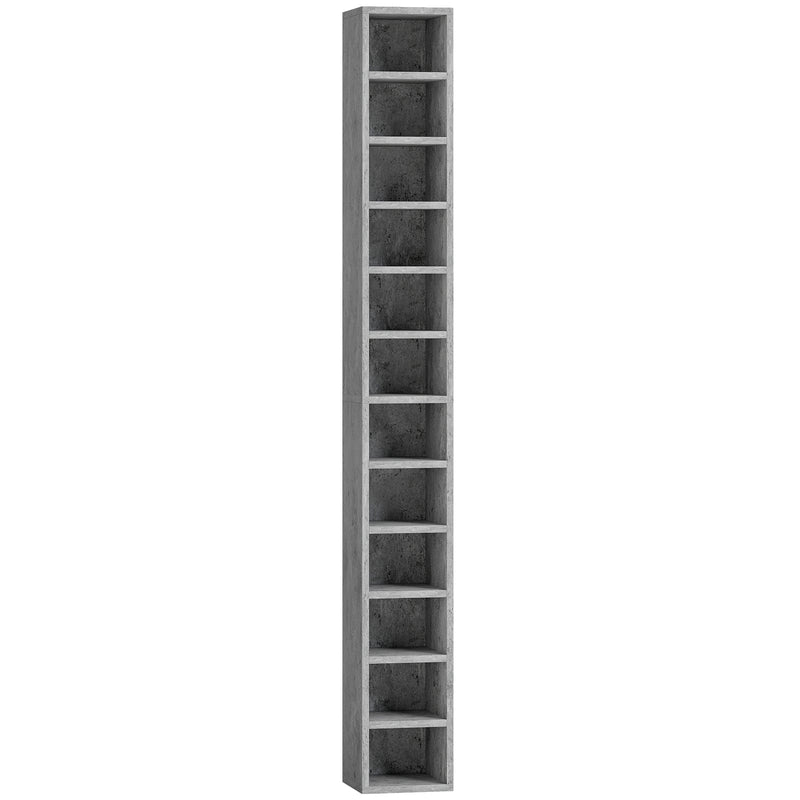 CD Storage Tower for 204 Discs Space Saving 12 Tier Unit for Organised Home Cement Grey