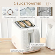 Fast Boil 17L Kettle and 2 Slice Toaster Set With Auto Shut Off and Browning Control White