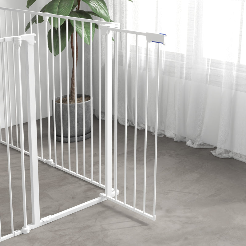 Foldable 6 Panel Dog Playpen with Door Ideal for Indoor or Outdoor Use White