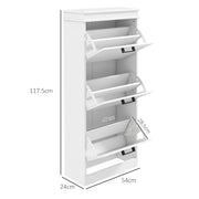 Three Drawer Shoe Storage Cabinet Holds 15 Pairs Space Saving Hallway Unit White