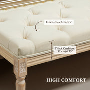 Cream White Vintage Wooden Bed End Bench for Bedroom or Hallway by HOMCOM