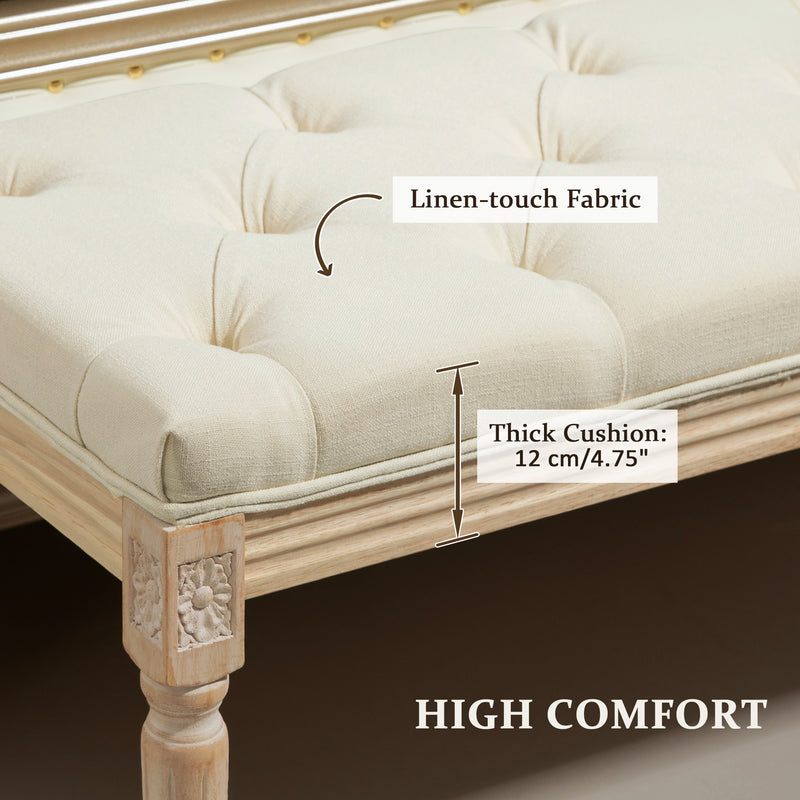 Cream White Vintage Wooden Bed End Bench for Bedroom or Hallway by HOMCOM