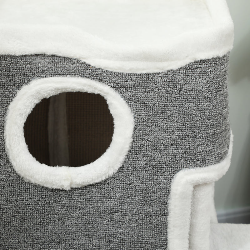75 cm Cat Tree Tower With Scratching Post And Platforms For Indoor Cats, Grey AOSOM