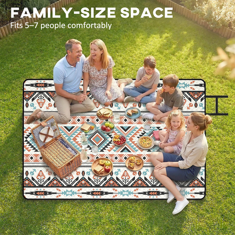Camping Mat for 4 People Waterproof and Padded for Picnics and Outdoor Use Colourful AOSOM